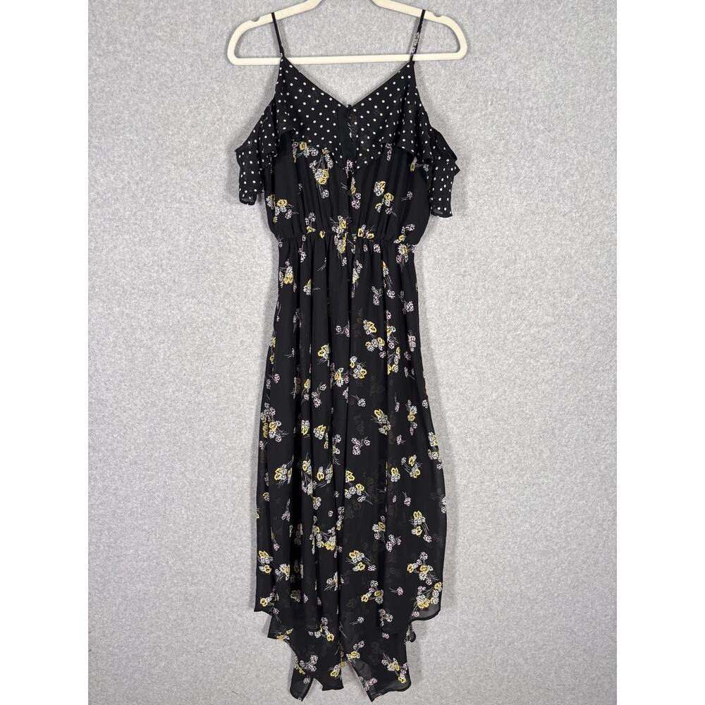 Maurices Fairy Coquette Y2K Dress XS Sheer Polka Dot Floral Asymmetric Babydoll